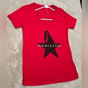 NEW Hamilton Red Graphic Women's V-neck t-shirt Top